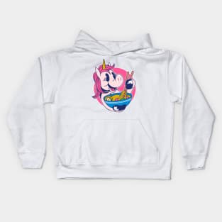 unicorn eating ramen Kids Hoodie